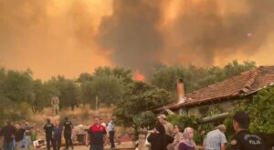 Alevlerin esir aldığı kırsal mahalle havadan görüntülendi