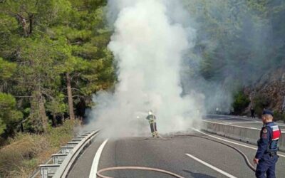 Sakar rampasında araç yangını