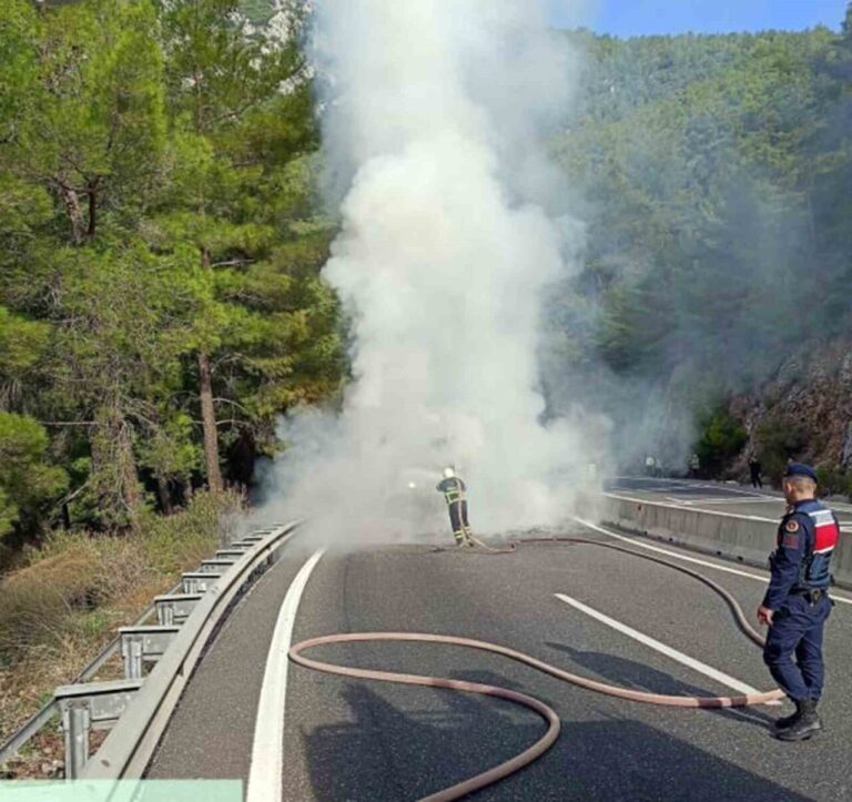 Sakar rampasında araç yangını